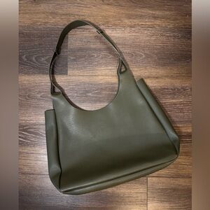Neiman Marcus Olive Green Vegan LeatherTote Bag